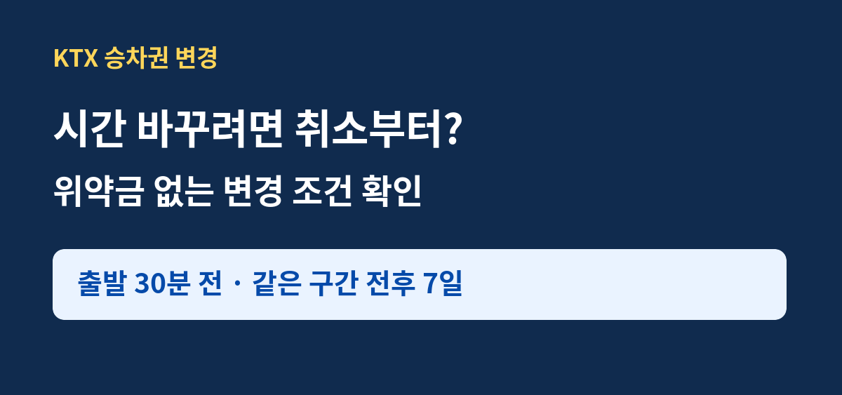 KTX 시간 변경, 취소부터 하지 마세요｜위약금 없는 변경 조건