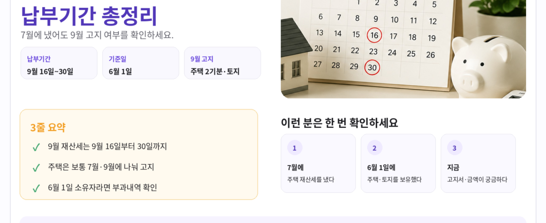 2026년 9월 재산세 납부기간|대상·조회·납부방법