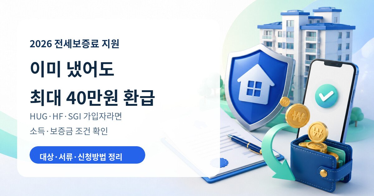 전세보증금 반환보증 보증료 지원｜이미 냈어도 최대 40만원 환급