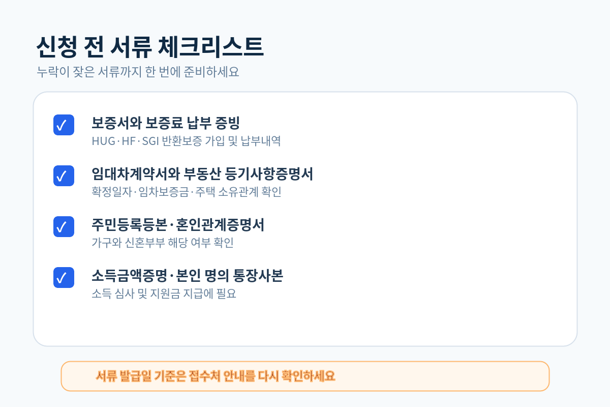 전세보증료 지원 신청 서류 체크리스트
