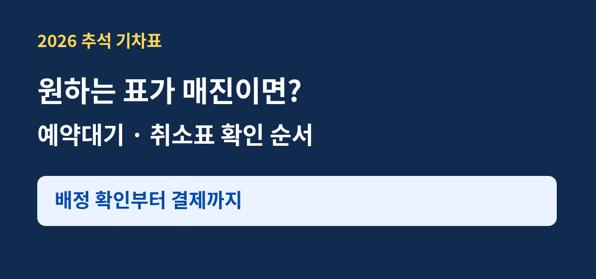 2026 추석 기차표 매진됐을 때｜예약대기·취소표 확인 순서